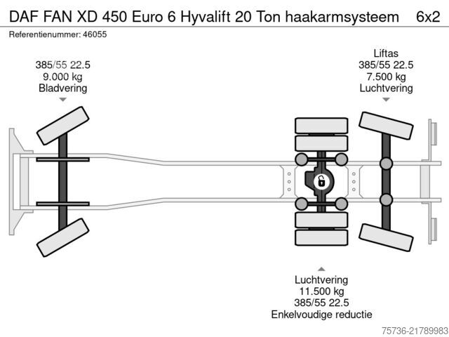 Haakarmsysteem DAF FAN XD 450 Euro 6 Hyvalift 20 Ton haakarmsysteem