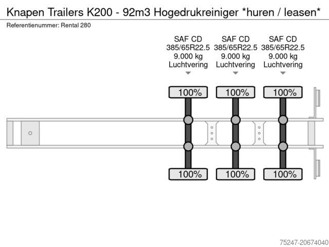 Vloer verplaatsen Knapen Trailers K200 - 92m3 Hogedrukreiniger *huren / leasen*