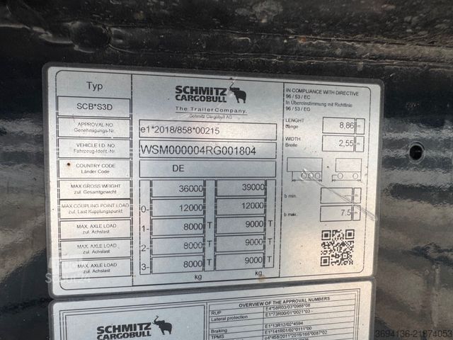 Kippers oplegger SCHMITZ CARGOBULL SCB-S3D Thermomulde