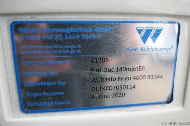 Refrigerator body van FIAT Ducato 4x2, Wbasto Frigo 4000, 3. Sitz, Klima