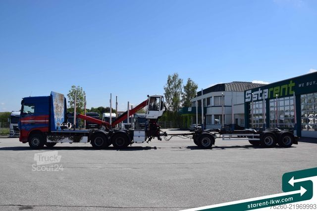 Samochód do przewozu drewna DAF XF 530 6x4 Holzaufbau Kran Palfinger + Gsodam