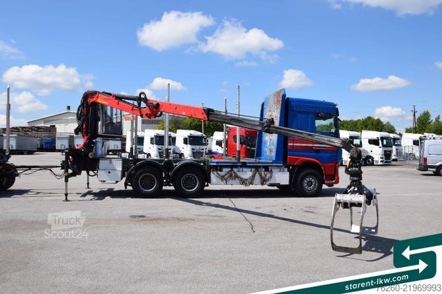 Samochód do przewozu drewna DAF XF 530 6x4 Holzaufbau Kran Palfinger + Gsodam