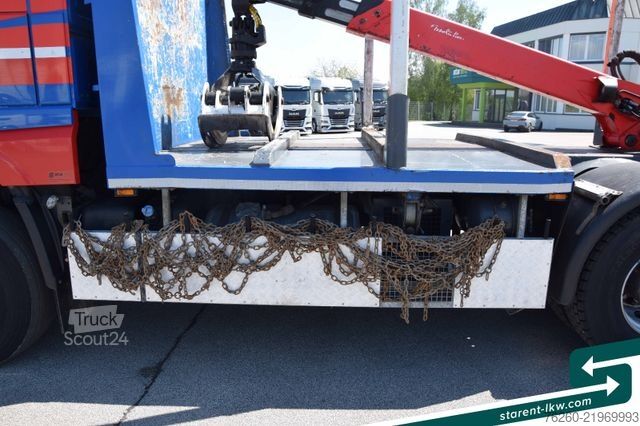 Samochód do przewozu drewna DAF XF 530 6x4 Holzaufbau Kran Palfinger + Gsodam