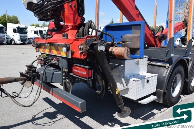 Samochód do przewozu drewna DAF XF 530 6x4 Holzaufbau Kran Palfinger + Gsodam