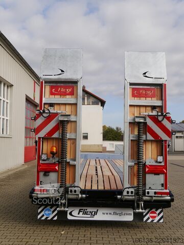 žemagrindė platforma priekaba Fliegl Tiefladeanhänger DTS 300 L=6,5 m Luft/FH