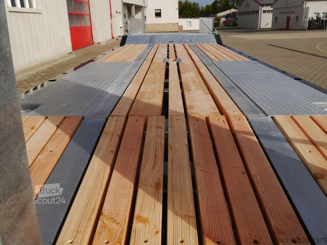 žemagrindė platforma priekaba Fliegl Tiefladeanhänger DTS 300 L=6,5 m Luft/FH
