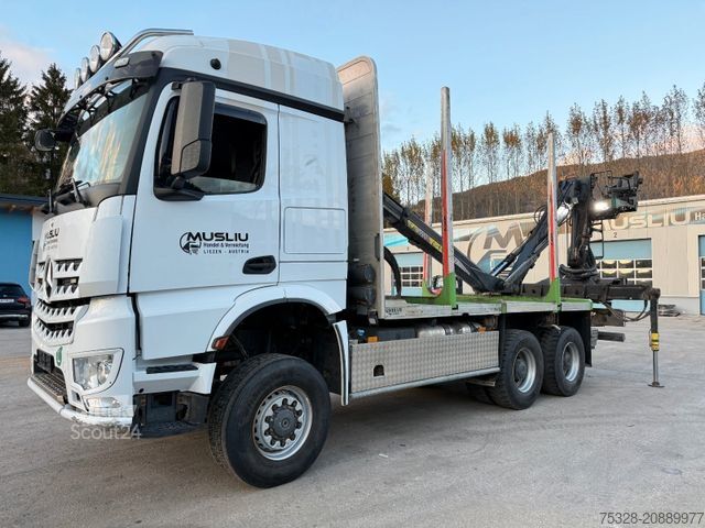 Autocamion pentru transport bușteni MERCEDES-BENZ Arocs MP5 3353 6X6 BB Holztranspor Kran Penz 12Z