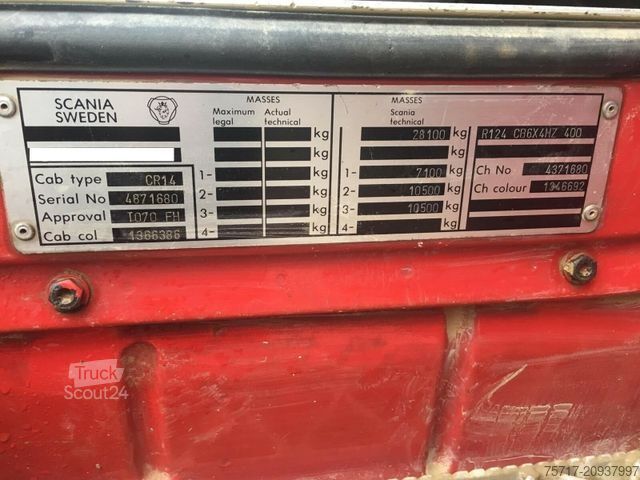 Саміоскид SCANIA 124 400,6x4,Stahlmulde,EURO2,Differnzial problem