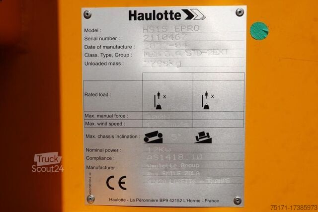 Podnośnik nożycowy Haulotte HS15EPRO Valid Inspection, Full Electric 4x4 Drive