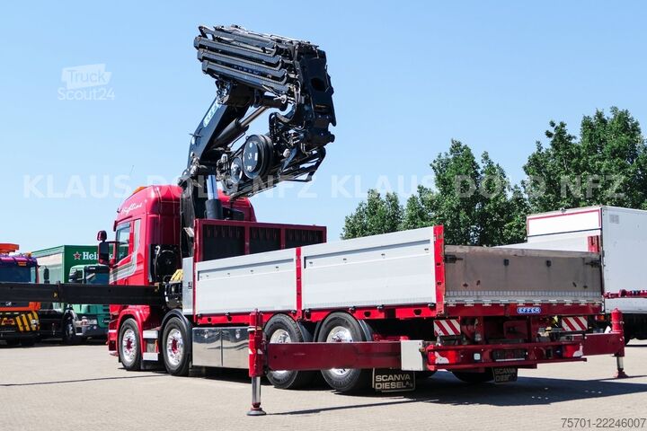 Vrachtauto met open laadbak SCANIA R 490 Pritsche Kran Effer Funk Lift-/Lenkachse