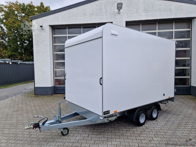 Βαλίτσα trailershop schöner Kofferanhänger niedrige Ladefläche Seitentür 2700kg 360x200x210cm Neuverkauf