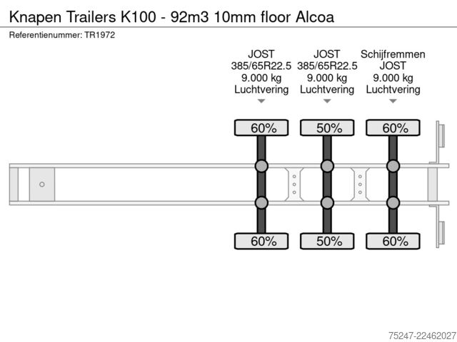 Движущийся пол Knapen Trailers K100 - 92m3 10mm floor Alcoa