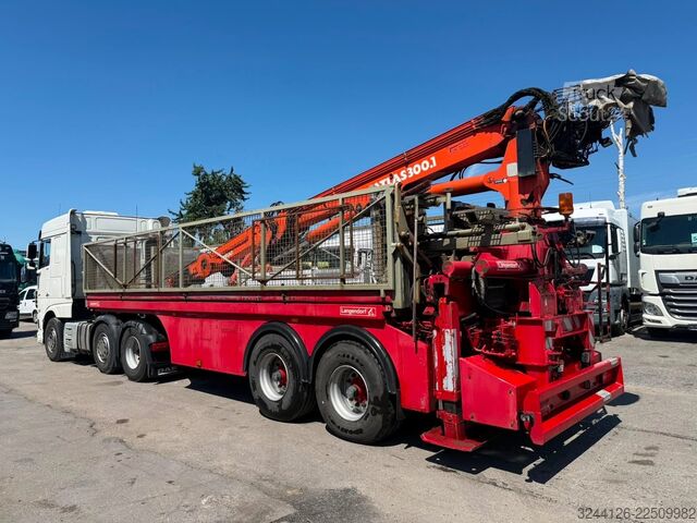 Открытый полуприцеп LANGENDORF Baustoff/Atlas Kran AK300.1/Steinpresse/Hydr./