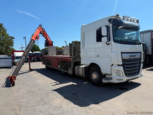 Открытый полуприцеп LANGENDORF Baustoff/Atlas Kran AK300.1/Steinpresse/Hydr./