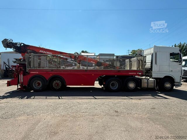 Открытый полуприцеп LANGENDORF Baustoff/Atlas Kran AK300.1/Steinpresse/Hydr./
