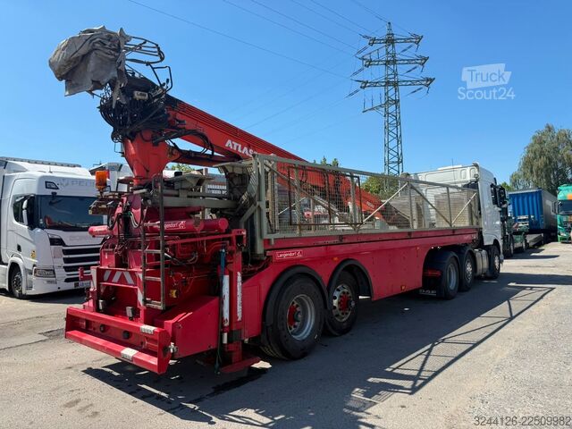 Открытый полуприцеп LANGENDORF Baustoff/Atlas Kran AK300.1/Steinpresse/Hydr./