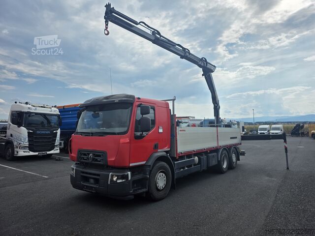 LKW mit Pritsche (offen) RENAULAT D WIDE 430 6x2 Palfinger PK 14.501K SLD5