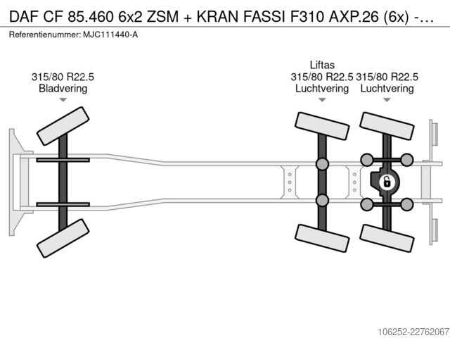 Dépanneuse DAF CF 85.460 6x2 ZSM + KRAN FASSI F310 AXP.26 (6x)...