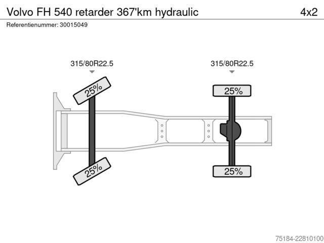 Standaard trekker Volvo FH 540 retarder 367'km hydraulic