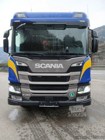 Camion-benne tricar SCANIA P450/3S-KIPPER/FRONT-KRAN/TÜVV/138.425km