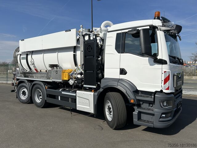 Всмоктувальний/промивний автомобіль MAN TGS 26.480 6X2 Saug-Druck Spüler Kipper