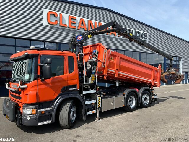 Tipper with crane Scania P 320 HMF 14 Tonmeter Z-kraan Just 173.443 km!