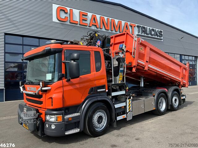 Tipper with crane Scania P 320 HMF 14 Tonmeter Z-kraan Just 173.443 km!