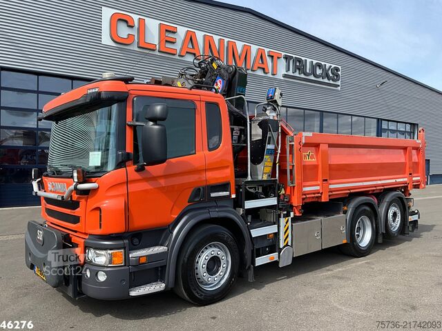 Tipper with crane Scania P 320 HMF 14 Tonmeter Z-kraan Just 173.443 km!