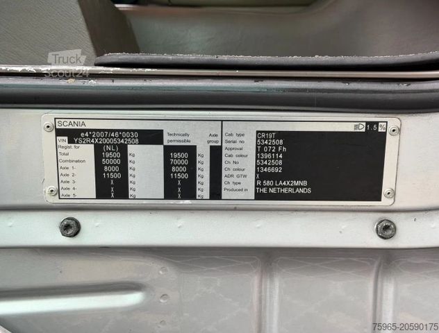 Tracteur routier standard SCANIA R580 TOPLINE FULL AIR RETARDER 2X TANKS FULL OPT