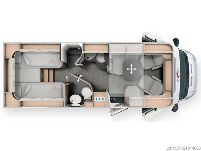 Poluintegrisani kamper MALIBU T 450 RB LE comfort Alde+ACC+TV+Kamera