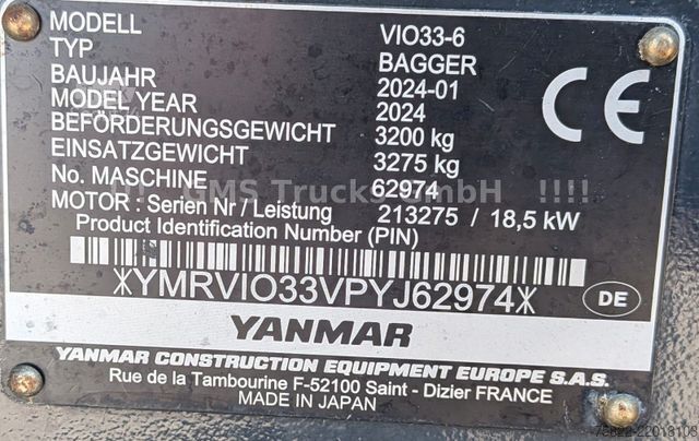Minibagr YANMAR VIO 33 - 6 / POWERTILT / 3 Löffel / D-Maschine