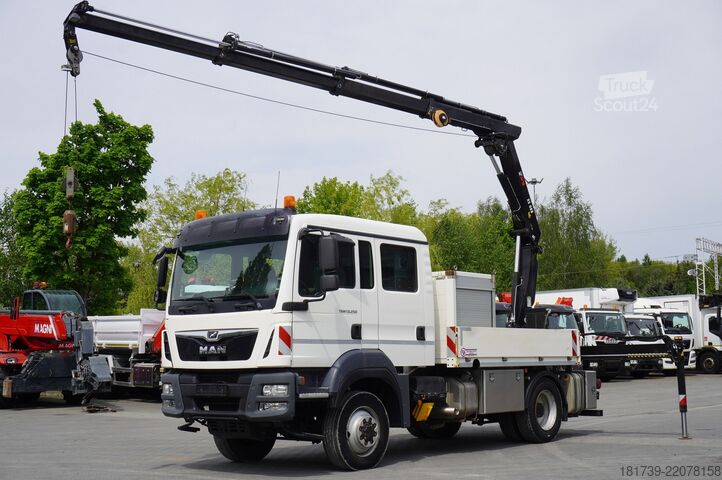 Platforma ar celtni - Dubultā kabīne MAN TGM 13.250 4x4/ HIAB 088 E-3 HIDUO crane