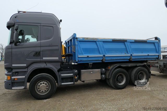 Tre-sidet tipbil SCANIA R 580 6x4, Meiller, Bordmatik, Klima, Hydr. AHK