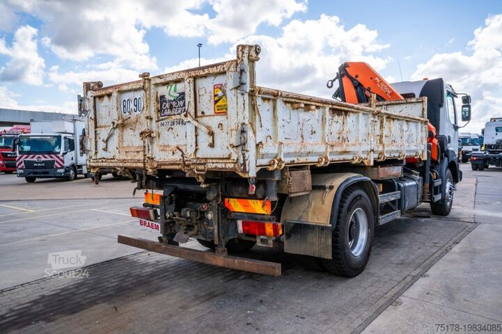 Camion-benne avec grue RENAULT KERAX 320 DCI +BIBENNE+PALFINGER 12Ton/m/2 EXT.