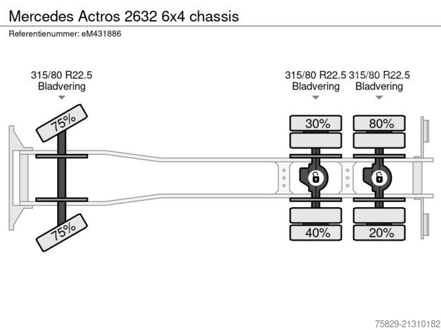 Chassis com cabina Mercedes-Benz Actros 2632 6x4 chassis