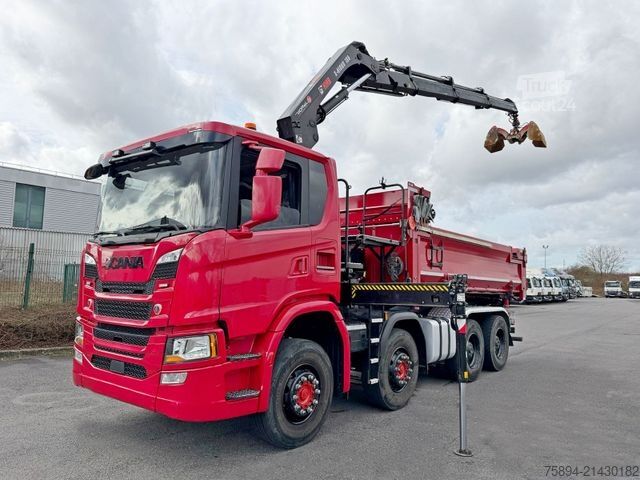 Grua montada em camião SCANIA G 450 Kipper*HIAB X - HIDUO 188 * 8x4*TOPZUSTAND
