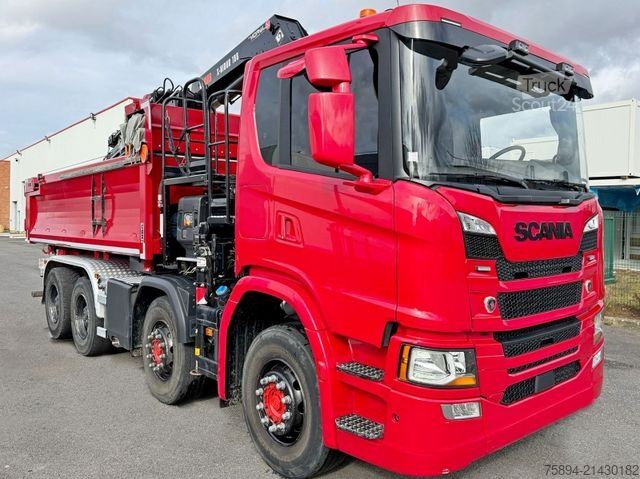 Grua montada em camião SCANIA G 450 Kipper*HIAB X - HIDUO 188 * 8x4*TOPZUSTAND