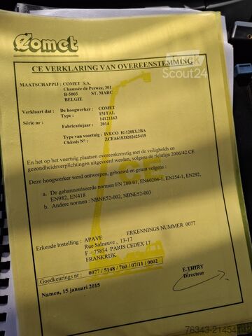 Camion nacelle élévatrice IVECO EUROCARGO ML 120EL19 - E6 - NACELLE 15 M