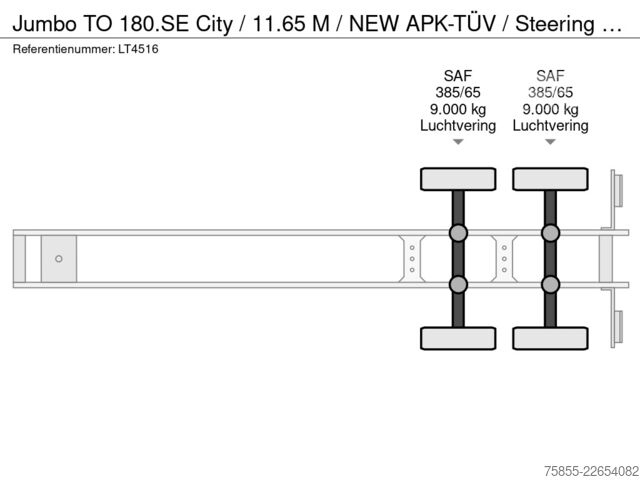 Schiebeplanen Jumbo TO  City / 11.65 M / NEW APK-TÜV / Steeri...