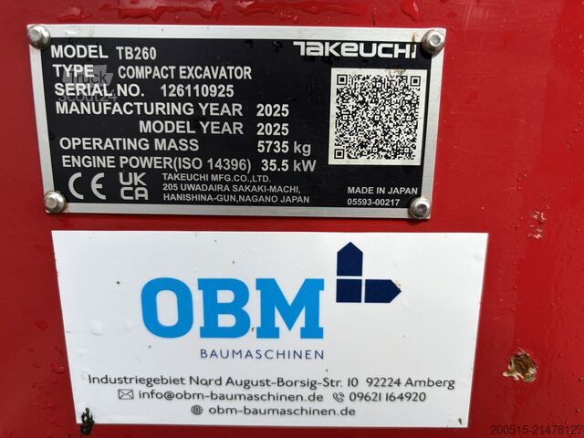 Minibagger Takeuchi TB 260 DPF V3