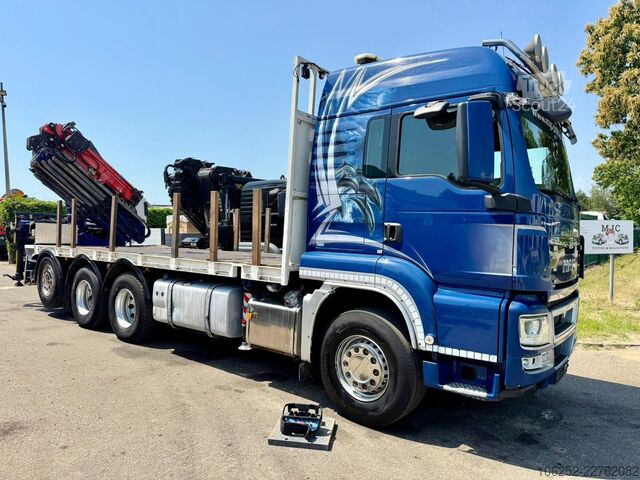 Plateforme de chargement ouverte MAN TGS 35.480 8X4 PRITSCHE + KRAN (29m!)  FASSI F3...