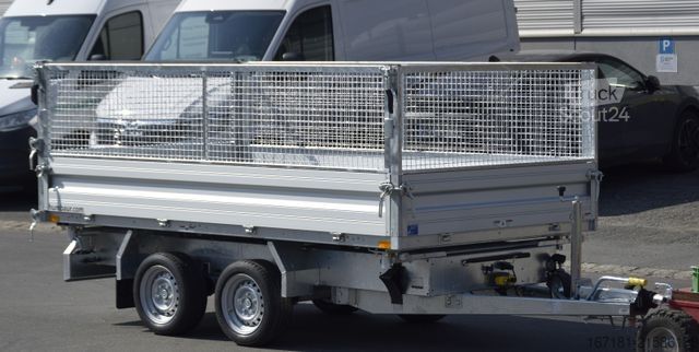 Three-way tipper trailer HUMBAUR HTK 3000.31 mit Stahlgitteraufsatz, E-Pumpe