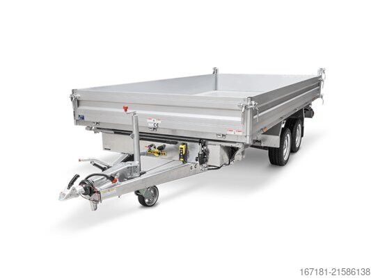 Three-way tipper trailer HUMBAUR HTK 3000.31 mit Stahlgitteraufsatz, E-Pumpe