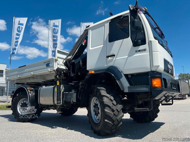 Kiper kamion MAN L90 18.284 4x4 LOF Kipper/Kran/47 tkm/HA gelenkt