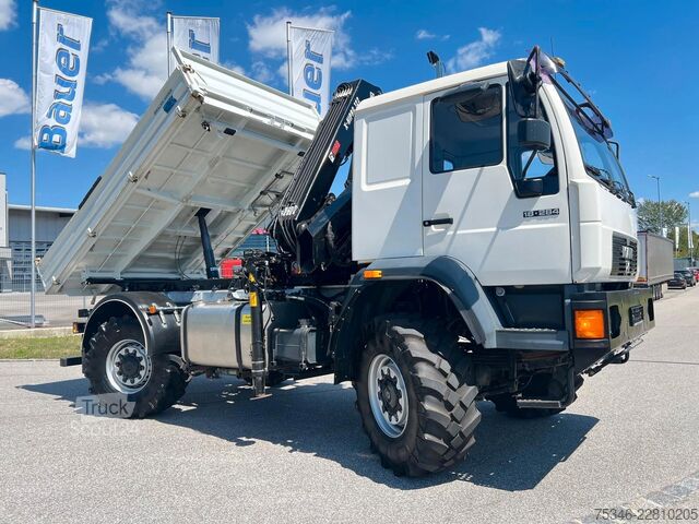 Kiper kamion MAN L90 18.284 4x4 LOF Kipper/Kran/47 tkm/HA gelenkt