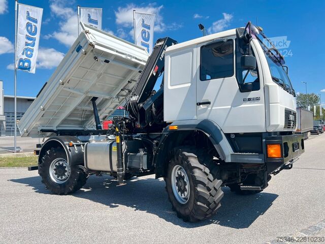 Háromirányú billenő teherautó MAN L90 18.284 4x4 LOF Kipper/Kran/47 tkm/HA gelenkt