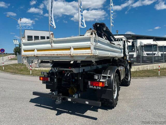 Traktors MAN L90 18.284 4x4 LOF Kipper/Kran/47 tkm/HA gelenkt