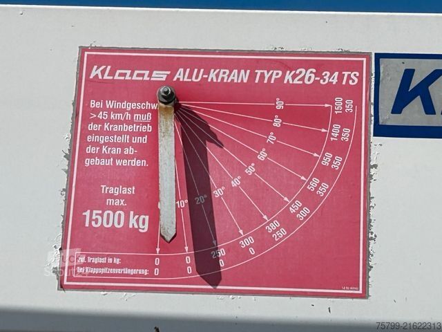 Truck-mounted crane van MAN 8.180 Dachdeckerkran Klaas Arbeitskorb 34m