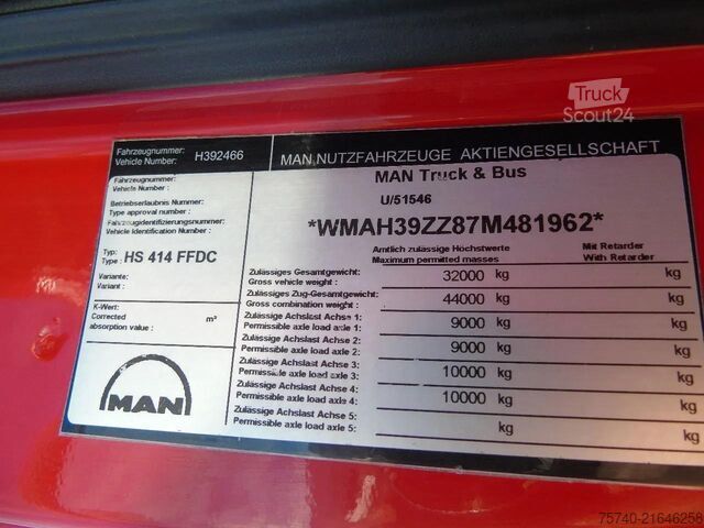Systém ramene s hákem MAN TGA 41.440 8X4 + HIAB 166 E-3 HIPRO + REMOTE + ...