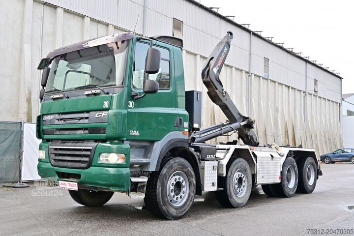 Tovornjak s kavljem za kontejnerje Daf CF85.410  8x4 E5 AHK Retarder Blatt Blatt